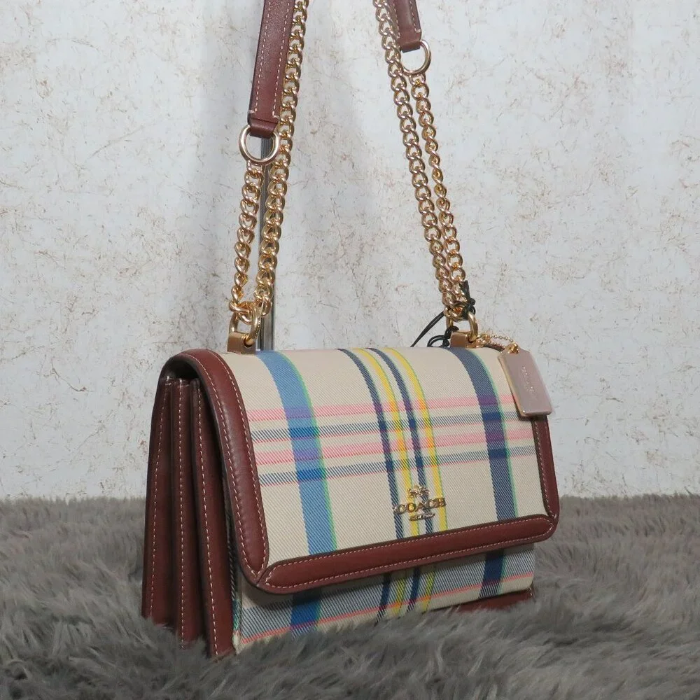 Coach Canvas Plaid Klare Crossbody (Dark Natural) - Picture 2 of 6